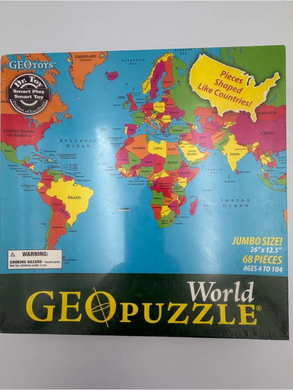 GeoPuzzle World Map Jumbo Puzzle - 68 pieces